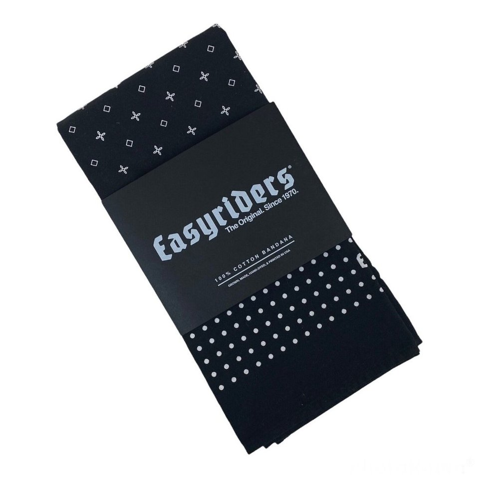 Official Easyriders Motorcycle Bandana Black 100% Cotton USA